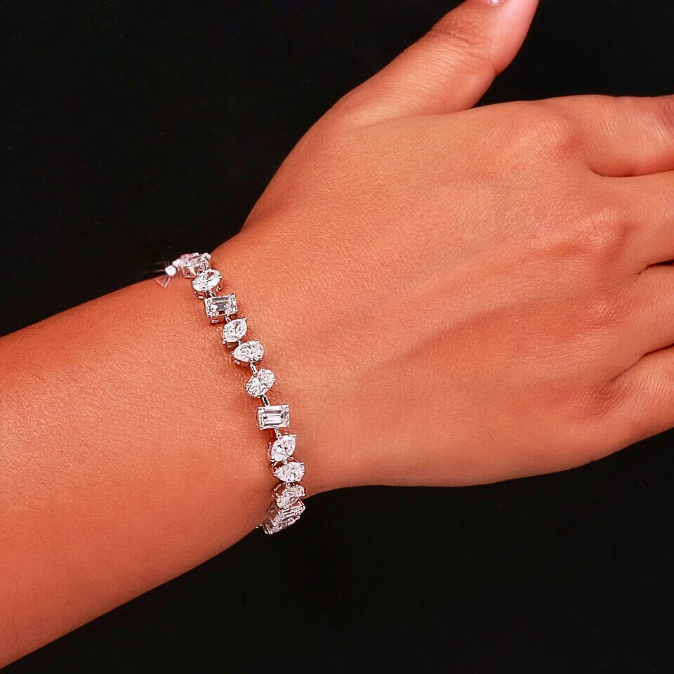 Multi-Shaped Lab Grown Diamonds Tennis Bracelet