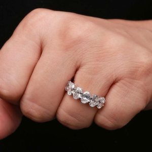 3.50 Ct Oval Cut Lab Grown Diamond Half Eternity Wedding Ring