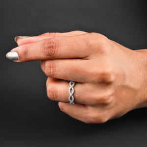 0.80 Ct Round Lab Grown Diamond Infinity Twist Eternity Band Ring