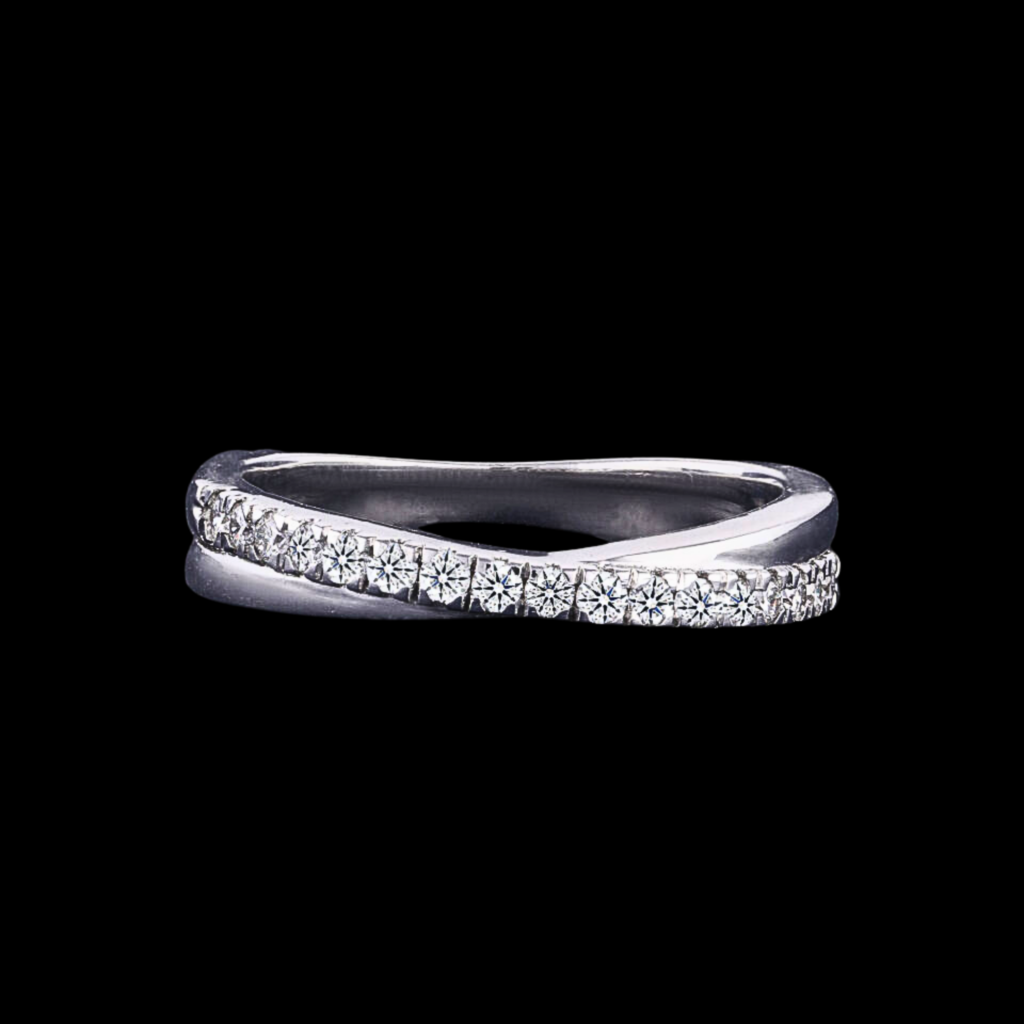 Round Cut Diamond Crossover Sleek Modern Design Band