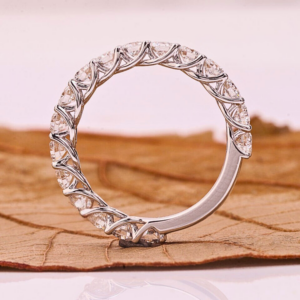 Round Cut Half Eternity Lab Grown Diamond Wedding Band