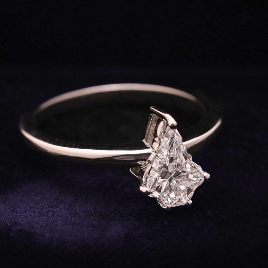 Christmas Tree Cut Lab Grown Diamond Solitaire Ring
