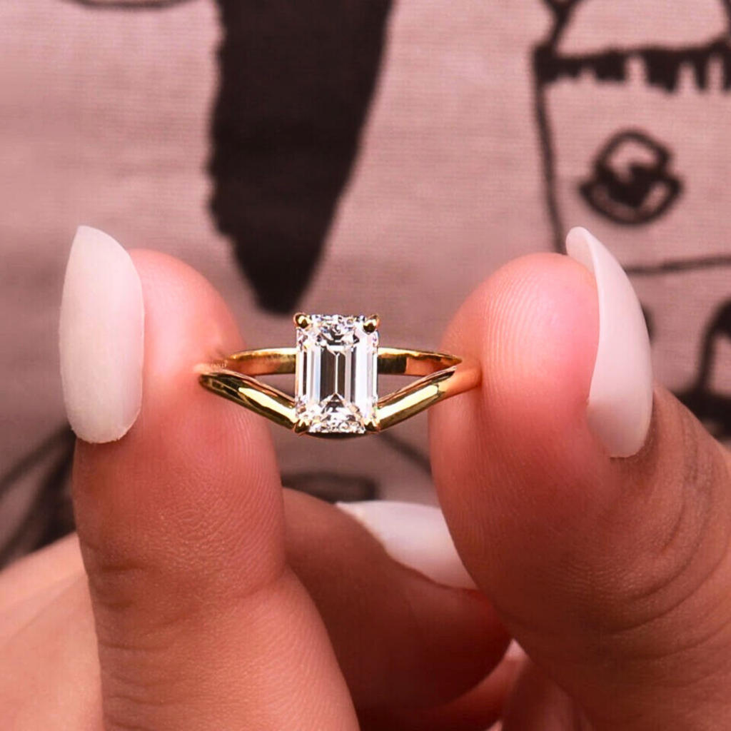 1.50 Ct Emerald Cut Lab Grown Diamond Solitaire Engagement Ring