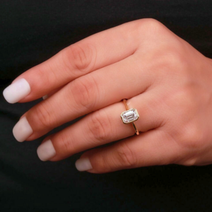 1.50 Ct Emerald Cut Lab Grown Diamond Bezel Solitaire Engagement Ring