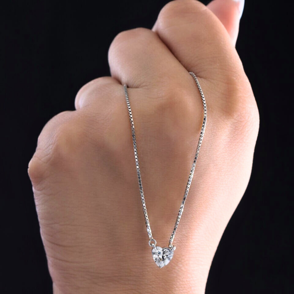 1.00 Ct Heart Cut Lab Grown Diamond Solitaire Pendant