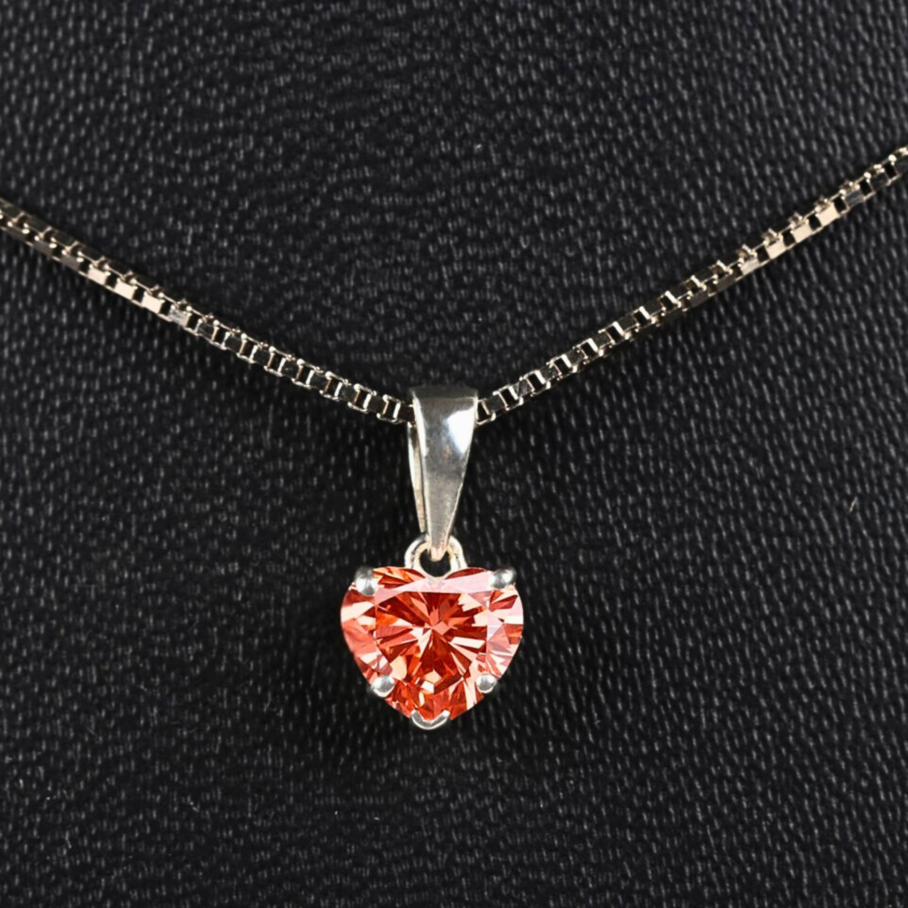 Vivid Red Heart Shape Lab Grown Diamond Pendant