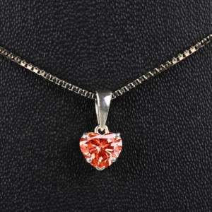 Vivid Red Heart Shape Lab Grown Diamond Pendant