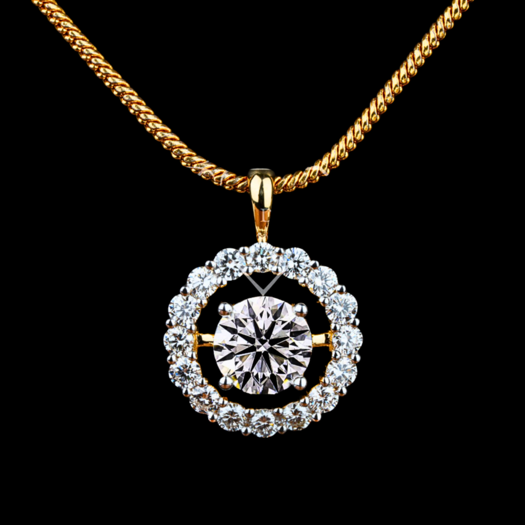 3.05 Ct Round Lab Grown Diamond Halo Pendant