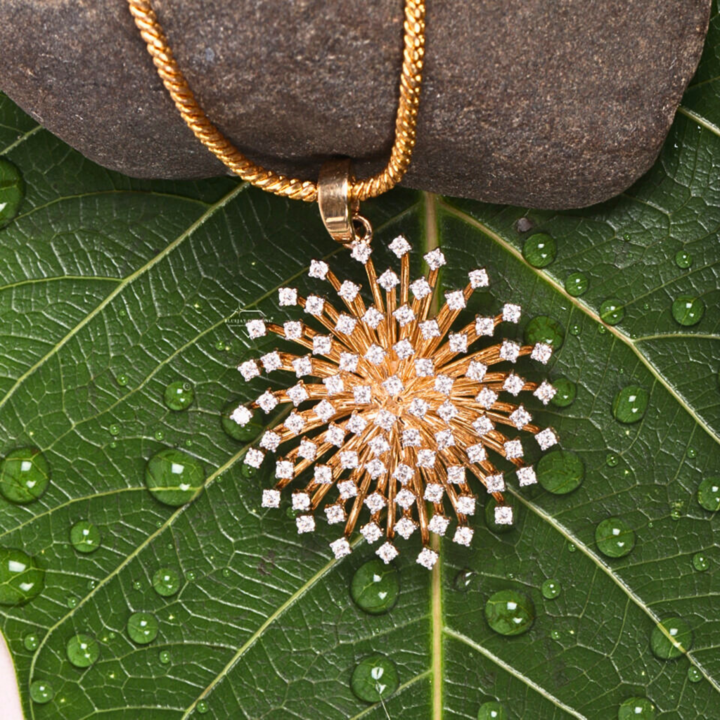 Round Cut Lab Grown Diamond Floral Swirl Pendant