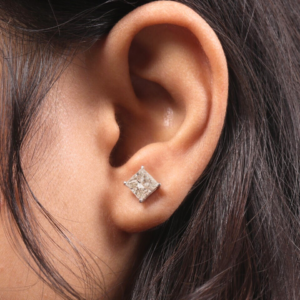 4.00 TCW Princess Cut Lab Grown Diamond Stud Earrings